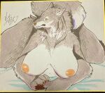  anthro big_breasts breasts canid canine canis female hi_res mammal nekomata_ftnr nipples solo solo_focus wolf 