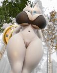  anthro big_breasts blue_eyes bra breasts clothing female fog forest genitals hi_res legendary_pok&eacute;mon nintendo plant pok&eacute;mon pok&eacute;mon_(species) pussy reshiram solo tree underwear video_games white_body xlkev 