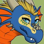  blue blue_eyes dragon horn icon mane orange scales webbed_ears 