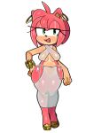  amy_rose anthro breasts clothing dress ear_piercing eulipotyphlan female fiinel green_eyes hedgehog hi_res looking_at_viewer mammal piercing sega solo sonic_the_hedgehog_(series) translucent translucent_clothing 