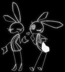  &lt;3 aliasing anthro black_and_white black_background blush clothed clothing digital_media_(artwork) dress eyes_closed female finger_to_mouth gesture lagomorph leporid line_art long_ears looking_at_viewer mammal monochrome multiple_images one_eye_closed open_mouth open_smile rabbit rear_view simple_background smile solo source_request suggestive suggestive_gesture unknown_artist upskirt vib-ribbon vibri video_games wink winking_at_viewer 