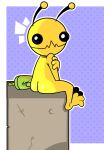  alien alien_hominid_(character) ambiguous_gender anthro black_eyes butt gun hi_res looking_at_viewer mouth_closed newgrounds ranged_weapon sitting unknown_artist video_games weapon yellow_body 