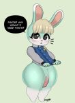  animal_crossing anthro big_penis black_eyes blonde_hair blue_body blue_clothing blue_fur blue_topwear blush bottomless clothed clothing dialogue dipstick_ears eevilish eyelashes featureless_feet fur genitals green_background grey_clothing grey_topwear hair hi_res huge_penis lagomorph leporid looking_at_viewer male mammal multicolored_ears nintendo penis rabbit sasha_(animal_crossing) simple_background solo speech_bubble talking_to_viewer text thick_thighs topwear vein veiny_penis video_games white_body white_fur wide_hips 