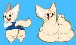  aggressive_retsuko anthro big_butt black_eyes blue_background bottomwear butt canid canine clothed clothing digital_media_(artwork) eyelashes female fennec fenneko fox fully_clothed fur half-closed_eyes hand_on_leg hi_res holding_leg holding_leg_up huge_butt legs_up looking_at_viewer looking_back mammal narrowed_eyes nondelismell open_mouth overweight overweight_anthro overweight_female pencil_skirt raised_bottomwear raised_clothing raised_leg raised_skirt rear_view sanrio short_stack simple_background skirt solo standing tan_body tan_fur thick_thighs wide_hips 