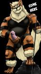  anthro arcanine emarcanine eros_thedragon eyewear game_(disambiguation) genitals glasses hi_res leash male mastubration nintendo penis pok&eacute;mon pok&eacute;mon_(species) solo video_games 