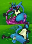  anal anal_oviposition anal_penetration animal_genitalia animal_penis anthro balls canine_penis egg exclamation_point genitals hi_res looking_back lucario male nintendo oviposition penetration penis pok&eacute;mon pok&eacute;mon_(species) pregnant pregnant_male solo tail_motion tailwag video_games vulnec 