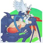  anthro argon_vile bandai_namco big_penis bodily_fluids cloacal_penis coredramon_blue cum digimon digimon_(species) dragon duo erection fellatio gargoylemon genital_fluids genitals hi_res male male/male oral penile penis sex size_difference wings 