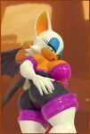  3d_(artwork) absurd_res anthro boots butt chiropteran clothing digital_media_(artwork) female footwear glistening glistening_clothing gloves handwear hi_res latex looking_at_viewer looking_back mammal rouge_the_bat rubber rubber_clothing rubber_suit sega solo sonic_the_hedgehog_(series) tailsltx wings 