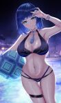  1girl absurdres armpits breasts genshin_impact highres large_breasts rayleigh_scale solo yelan_(genshin_impact) 