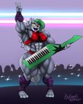  abs anthro audience biceps big_muscles bottomwear camera_flash canid canine canis clothing colored_nails devil_horns_(gesture) e4hargus ear_piercing ear_ring facial_markings female five_nights_at_freddy&#039;s five_nights_at_freddy&#039;s:_security_breach forearm_muscles fur gesture green_hair grey_body grey_fur grey_hair group hair head_markings hi_res hotpants keyboard_instrument keytar leggings legwear lipstick looking_at_viewer makeup mammal markings multicolored_hair muscular muscular_female muscular_thighs musical_instrument nails pecs piercing quads ring_piercing roxanne_wolf_(fnaf) scottgames serratus shorts signature solo teeth tongue tongue_out triceps two_tone_hair video_games wolf yellow_eyes 