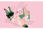  2021 andromorph animal_humanoid blush bodily_fluids countershade_feet countershading crossgender dipstick_tail ejaculation eyes_closed feet genital_fluids genitals green_hair hair hi_res humanoid intersex izuku. izuku_midoriya lagomorph lagomorph_humanoid leporid_humanoid mammal mammal_humanoid markings mta_crossgender mti_crossgender my_hero_academia open_mouth plushie plushophilia pussy pussy_ejaculation pussy_juice rabbit_humanoid scut_tail short_tail solo tail_markings trans_(lore) trans_man_(lore) 