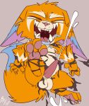  anthro balls clothing ejaculation fuf genitals gnar_(lol) hands-free hi_res league_of_legends male penis riot_games solo spontaneous_ejaculation torn_clothing video_games yordle 