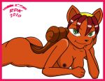  anthro biped breasts butt digital_media_(artwork) female fur green_eyes lying nintendo nude on_front orange_body orange_fur pok&eacute;mon pok&eacute;mon_(species) reddragonkan solo teenager ten_vulpix video_games vulpix young 