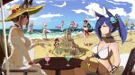  6+girls absurdres akagi-chan_(azur_lane) akagi_(azur_lane) akagi_(paradise_amaryllis)_(azur_lane) alternate_costume amagi-chan_(azur_lane) amagi_(azur_lane) animal_ear_fluff animal_ears azur_lane ball beach beach_umbrella beach_volleyball beachball bendy_straw bikini blonde_hair blue_bikini blue_hair blue_sky breasts brown_hair cloud cocktail_glass cup day drinking_glass drinking_straw english_commentary flower fox_ears fox_girl fox_tail frilled_bikini frills grey_hair hair_flower hair_ornament hanazuki_(azur_lane) hanazuki_(morning_moon_beachside_flower)_(azur_lane) hat hat_flower highres jintsuu_(azur_lane) jintsuu_(the_tactician&#039;s_vacation)_(azur_lane) kaga_(azur_lane) kaga_(battleship)_(azur_lane) kaga_(everlasting_killing_stone)_(azur_lane) kyuubi large_breasts lobo-del-viento looking_at_another manjuu_(azur_lane) medium_breasts multiple_girls multiple_tails naka_(azur_lane) naka_(foxy_summer_surfer)_(azur_lane) navel ocean official_alternate_costume orchid outdoors pink_hair red_bikini red_hair sand sand_castle sand_sculpture sarong sendai_(azur_lane) shinano_(azur_lane) sitting sky small_breasts standing stomach straw_hat sun_hat sunlight swimsuit table tail tropical_drink umbrella volleyball water waving white_bikini white_hair younger 