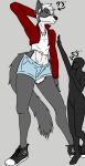  absurd_res alpaccasneaky anthro athletic canid canine dominant dominant_female female freckles height_focus hi_res mammal noname_(placeholder) piercing size_difference solo taller_female tomboy 