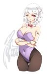  1girl arms_under_breasts bow bowtie breast_hold breasts cleavage crossed_arms detached_collar highres kishin_sagume looking_at_viewer pantyhose raptor7 red_eyes short_hair single_wing sketch solo tattoo touhou wings wrist_cuffs 