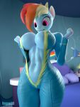  3d_(artwork) absurd_res anthro anthrofied big_breasts breasts clothed clothing degen3d digital_media_(artwork) equid equine female friendship_is_magic hair hi_res mammal multicolored_hair my_little_pony rainbow_dash_(mlp) solo 