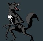  biped body_horror canid canine canis chest_mouth fangs fur glistening glistening_eyes grey_body grey_fur grey_tail hi_res imperatorcaesar male mammal monster open_mouth red_eyes red_tongue sharp_teeth solo standing teeth tongue wolf 