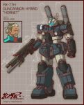  1boy beam_rifle beard blue_eyes character_name clenched_hands commentary_request concept_art diagram dual_persona earth_federation earth_federation_space_forces emblem energy_gun facial_hair glowing grey_hair guncannon gundam headwear_removed helmet helmet_removed highres machinery manly mecha military mobile_suit_gundam old original pilot_suit radio_antenna redesign robot ronan_gabin roundel science_fiction shoulder_cannon signature spacesuit uniform visor walkermachine weapon 