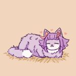  &lt;3 2022 abortishi accessory anthro bow_ribbon dipstick_tail domestic_cat eyes_closed felid feline felis female fur hair hair_accessory hair_bow hair_ribbon hi_res lying mammal markings masyunya_(vkontakte) multicolored_body multicolored_fur nude on_front purple_body purple_fur purple_hair purple_nose purple_tail ribbons simple_background sleeping smile solo tail_markings vkontakte wheat whiskers white_body white_fur 