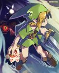  2019 ambiguous_gender boots clothing duo enotou_moi fairy footwear green_clothing green_hat green_headwear hat headgear headwear holding_mask holding_object holding_sword holding_weapon humanoid humanoid_pointy_ears hylian majora&#039;s_mask male mask melee_weapon nintendo not_furry sword the_legend_of_zelda video_games weapon young young_link 