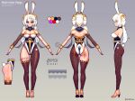  1girl animal_ears ass breasts cleavage clickdraws egyptian egyptian_clothes from_behind heterochromia highres huge_ass indie_virtual_youtuber large_breasts playboy_bunny rabbit_ears reference_sheet sideboob thighhighs thighs virtual_youtuber white_hair 