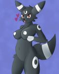  absurd_res anthro black_body blue_background breasts creamvap eeveelution female genitals hi_res nintendo nipples nude pok&eacute;mon pok&eacute;mon_(species) pok&eacute;morph pussy red_eyes simple_background solo umbreon video_games 