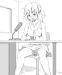  blush copyright_request dress greyscale hiru_okita microphone monochrome no_panties pussy radio_booth short_hair skirt solo spread_legs thighhighs upskirt vibrator vibrator_in_thighhighs 