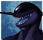  aircraft blue_tongue bust_portrait eyeless glistening glistening_body imperatorcaesar living_machine machine male open_mouth portrait sharp_teeth simple_background solo teeth tongue 