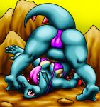  anthro bikini blue_body breasts butt camel_toe clothing feet female happyanthro hi_res nintendo pok&eacute;ball pok&eacute;mon pok&eacute;mon_(species) solo swimwear thick_thighs tongue tongue_out totodile video_games 