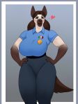  &lt;3 absurd_res anthro big_breasts breasts canid canine canis clothing colored domestic_dog female hands_on_hips hi_res looking_at_viewer mammal maria_(pancarta) mexican_flag pancarta police_badge police_officer police_uniform portrait solo standing three-quarter_portrait uniform 