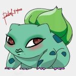  ambiguous_gender blush bulbasaur claws digital_drawing_(artwork) digital_media_(artwork) edit elemental_creature feral flora_fauna green_body lips meme meme_face nintendo plant pok&eacute;mon pok&eacute;mon_(species) quadruped red_eyes scalie shopped solo spots video_games 