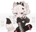  2021 accessory anthro aryn_(argorrath) blush blush_stickers bow_(feature) bow_accessory bow_ribbon canid canine clothed clothing female fox fur hair hair_accessory hairpin mammal multicolored_tail skateboard solo tongue tongue_out typh white_body white_fur white_hair 