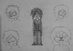  anthro big_eyes bored_expression cross-hatching fearful_expression graphite_(artwork) grunge hatching_(art) hi_res human i_can&#039;t_sleep male mammal model_sheet nervous shaded solo traditional_media_(artwork) 