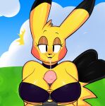  absurd_res anthro bedroom_eyes bikini blackmore bodily_fluids breast_play breasts clothing cum cum_in_mouth cum_inside duo female first_person_view genital_fluids hi_res male male/female motion_lines narrowed_eyes nintendo o-ring o-ring_bikini_top pikachu pok&eacute;mon pok&eacute;mon_(species) raised_tail seductive sex smile sweat swimwear titfuck video_games 