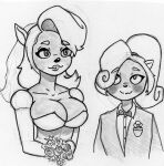  activision anthro blush breasts clothing coco_bandicoot crash_bandicoot_(series) cursedone029 dress female female/female fur hi_res married_couple tawna_bandicoot traditional_media_(artwork) video_games wedding wedding_dress 