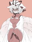  1girl animal_ears blush commentary_request cosplay dress fox_ears fox_tail full-face_blush hat kitsune kyuubi long_sleeves mob_cap multiple_tails short_hair solo sweat tabard tail touhou unkmochi yakumo_ran yakumo_yukari yakumo_yukari_(cosplay) 