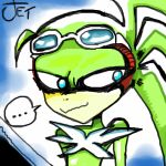  ... 1:1 accipitrid accipitriform anthro avian bird blue_eyes character_name chest_tuft digital_media_(artwork) eyewear feathers green_body green_feathers green_skin grin gunner_double_one jet_the_hawk looking_away low_res male oekaki sega smile solo sonic_riders sonic_the_hedgehog_(series) source_request sunglasses text tuft white_body white_feathers 
