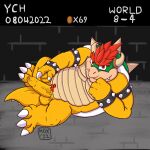  1:1 absurd_res anthro balls bowser erection genitals hi_res koopa looking_at_viewer male mario_bros mox_(artist) nintendo nude penis scalie simple_background smile solo video_games 