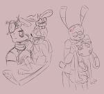  2020 angry animatronic anthro asphyxiation black_and_red bodily_fluids bow_tie choking closed_frown closed_smile clothing cross-popping_vein digital_media_(artwork) ear_grab five_nights_at_freddy&#039;s five_nights_at_freddy&#039;s_3 five_nights_at_freddy&#039;s_4 fnaf_vr_help_wanted glitchtrap group holding_another holding_clothing holding_ears holding_object lagomorph leporid long_ears looking_at_another looking_away looking_up machine male mammal monochrome mouth_closed nervous nervous_smile notched_ear pawpads pupils rabbit robot scottgames scut_tail short_tail sketch skkortysoup smile spring_bonnie_(fnaf) springtrap_(fnaf) square_pupils stitch_(sewing) sweat sweatdrop topwear trio vest video_games wire 
