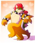  &lt;3 2022 4_fingers absurd_res anthro bowser bowser_day bracelet claws collar digital_media_(artwork) eyebrows finger_claws fingers flower flower_in_mouth glistening glistening_eyes hair hi_res horn jewelry koopa leo-wolf male mario_bros nintendo orange_body orange_scales plant pose red_eyes red_hair rose_(flower) rose_in_mouth scales scalie shell smile solo spiked_bracelet spiked_collar spiked_shell spikes spikes_(anatomy) tan_body tan_scales toe_claws video_games 