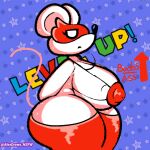  1:1 alexdraws anthro big_breasts bikini breasts clothing curvy_figure female fur hi_res huge_breasts legwear looking_away mammal mario_bros mask mouse ms._mowz murid murine nintendo nude paper_mario red_clothing rodent solo stockings swimwear thick_thighs video_games voluptuous white_body white_fur 