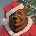  anthro brown_body brown_fur christmas christmas_lights fur holidays male mammal nafeon santa_claus slightly_chubby solo twarda8 ursid 