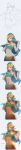  1boy absurdres alternate_costume bangs bare_shoulders blonde_hair blue_eyes commentary_request crossdressing dated detached_sleeves earrings gerudo_set_(zelda) grey_background hands_up highres hood hood_up jewelry link lna_(lna384677861) looking_at_viewer male_focus midriff mouth_veil multiple_views navel official_alternate_costume otoko_no_ko pointy_ears progression short_hair simple_background sketch skirt smile stomach sunlight tall_image tan teeth the_legend_of_zelda veil 