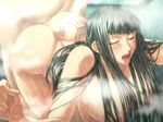  against_glass ass black_hair breasts censored closed_eyes covered_nipples doggystyle fingernails fujiwara_akihisa genecracer_saki hanging_breasts huge_breasts long_hair open_mouth plump sex shiratori_reina solo_focus tears tongue water wet 