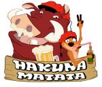  alcohol beer beverage disney hakuna_matata herpestid jamaican mammal meerkat pumbaa suid suina the_lion_king timon warthog 