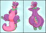  60percentscalie belly body_pillow curled_tail eyewear glasses goodra hi_res hiding lips_(soursylveon) male nervous nintendo pawpads pillow pok&eacute;mon pok&eacute;mon_(species) scarf shy video_games 