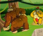  alfa_quinto_(artist) ape bowser butt donkey_kong_(character) donkey_kong_(series) duo gorilla haplorhine koopa male mammal mario_bros nintendo primate scalie video_games 