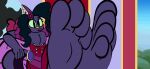  animated anthro barefoot big_feet bimm breasts cartoon_network clothing crossed_legs darkburst_(artist) feet felid feline female foot_fetish foot_focus frozarcold loop mammal mighty_magiswords solo toe_curl wiggle 