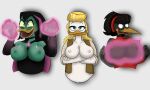  absurd_res age_difference anatid anatomically_inaccurate animal_humanoid anseriform anthro avian avian_humanoid beak bird black_hair black_heron_(ducktales) blonde_hair breast_expansion breasts bust_portrait clothed clothing disney duck ducktales ducktales_(2017) evil_grin expansion female female/female fur goldie_o&#039;gilt group hair hi_res humanoid humgeronimo magic magic_expansion magic_user magica_de_spell nipples older_female partial_nudity partially_clothed portrait shocked_expression shocked_face smile smug trio villains wardrobe_malfunction 